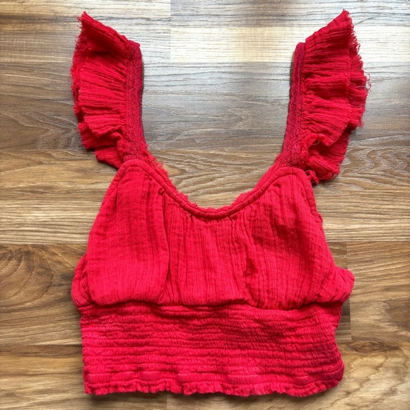 Free People Tops - Free People Boho Gauzy Open Back Smocked Cropped Top